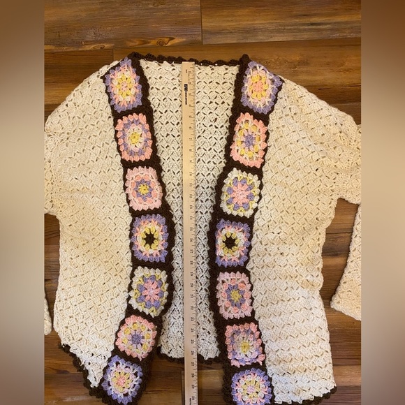 Granny Square Crochet Yarn Cardigan Jacket oversized hand knit - Picture 7 of 7
